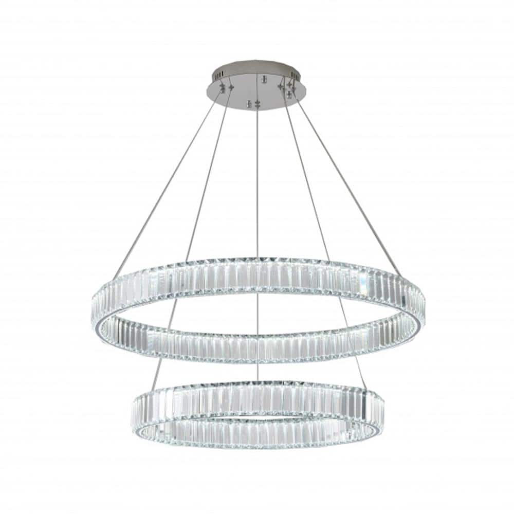 Kassiani 1-Light dimmable Integrated LED Chrome Crystal Circle Chandelier f