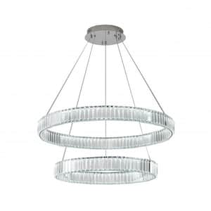 Kassiani 1-Light dimmable Integrated LED Chrome Crystal Circle Chandelier for Living Room