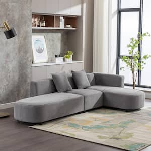 110.2 in. W Gray Armless Chenille Modern Style L-shaped Sofa (5-Seats)