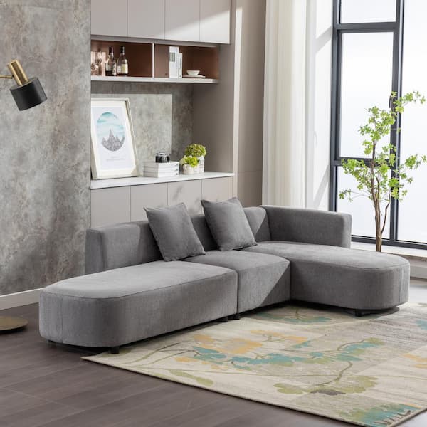 Harper & Bright Designs 110.2 in. W Gray Armless Chenille Modern Style L-shaped Sofa (5-Seats)