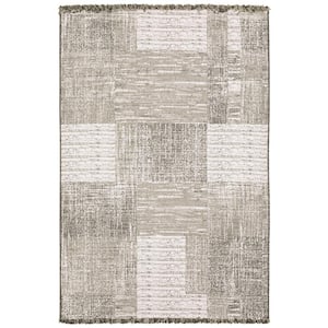 Gables Beige 5 ft. x 7 ft. Textured Geometric Polypropylene Indoor/Outdoor Area Rug