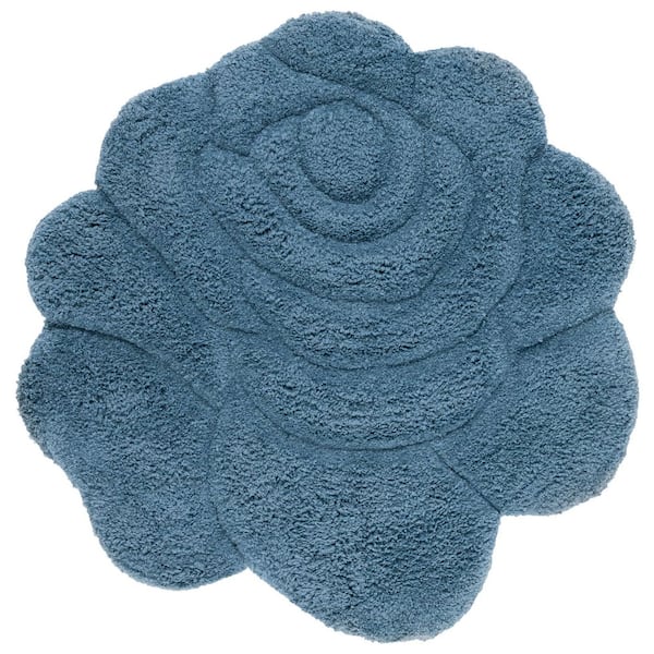 Novelty 5 ft. x 5 ft. Blue Floral Specialty Area Rug