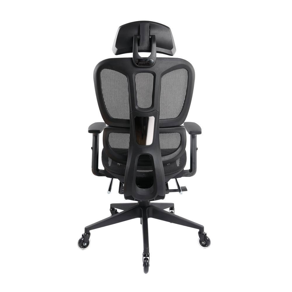 Black Ergonomic Mesh Office Chair with Adjustable Arms and Footrest