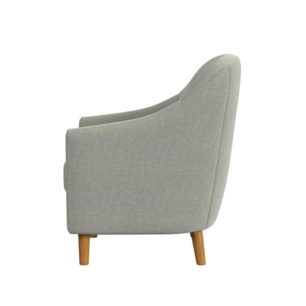 Gray Button Tufted Woven Accent Chair with Light Brown Wood Legs