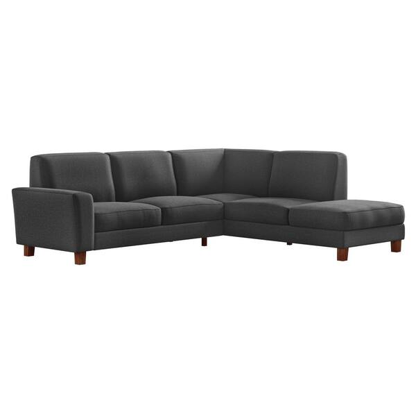 Handy Living Zoey 2-Piece Charcoal Gray Linen-Like Fabric 4-Seater L-Shaped Right-Facing Chaise Sectional Sofa