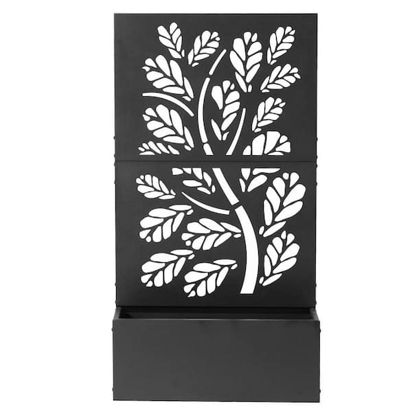 Black Iron Rectangular Small-Space Planter Box with Trellis (22.44 in. L x 7.68 in. W x 8.66 in. H)