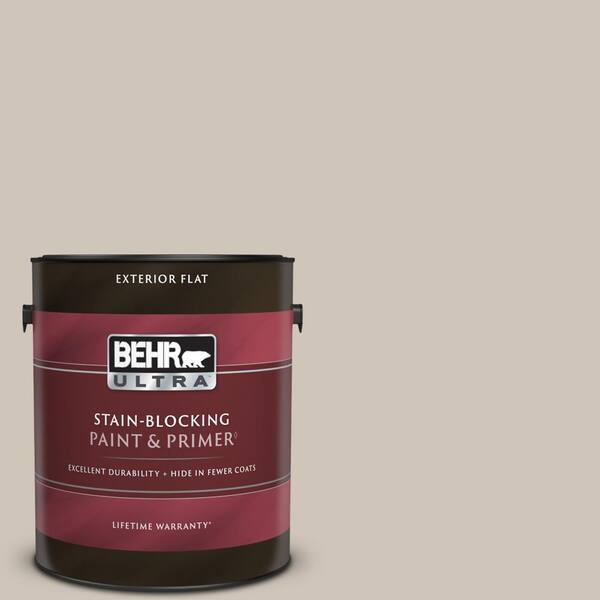 BEHR ULTRA 1 gal. #ICC-89 Gallery Taupe Flat Exterior Paint & Primer