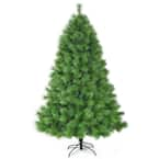 Costway 7 ft. Unlit Slim Fraser Fir Artificial Christmas Tree with 808 ...