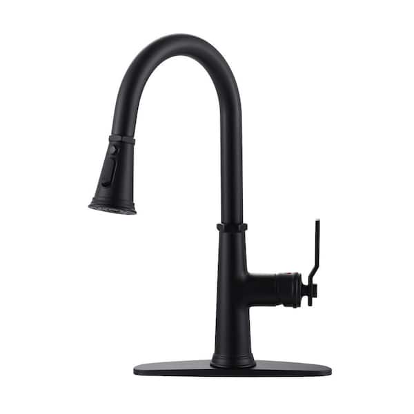 ARCORA Mistos Single Handle Pull Out Sprayer Kitchen Faucet Deckplate Included in Black
