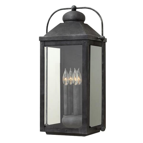 HINKLEY Anchorage 4-Light Aged Zinc LED Outdoor Wall Lantern Sconce