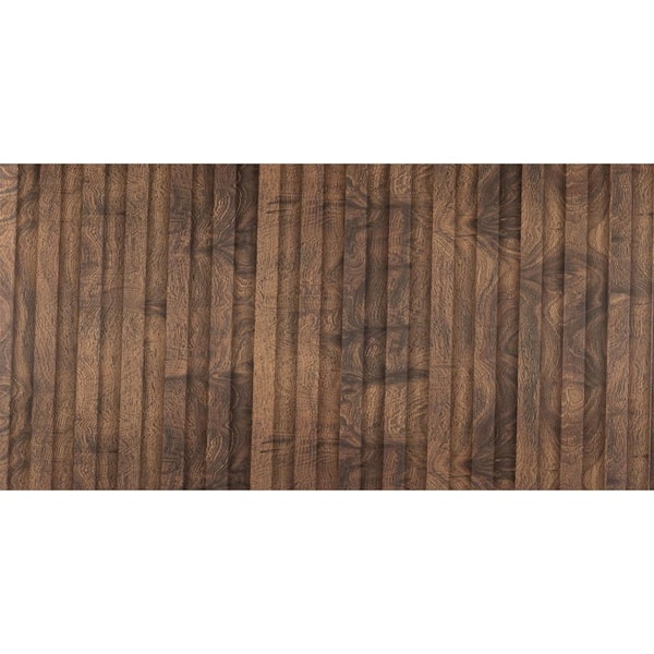 FROM PLAIN TO BEAUTIFUL IN HOURS Small Slats 5/16 in. x 1 ft. x 9.3 ft. Walnut Glue-Up Decorative Foam Wood Slat Walls (30-Pack) 279 Sq. Ft.