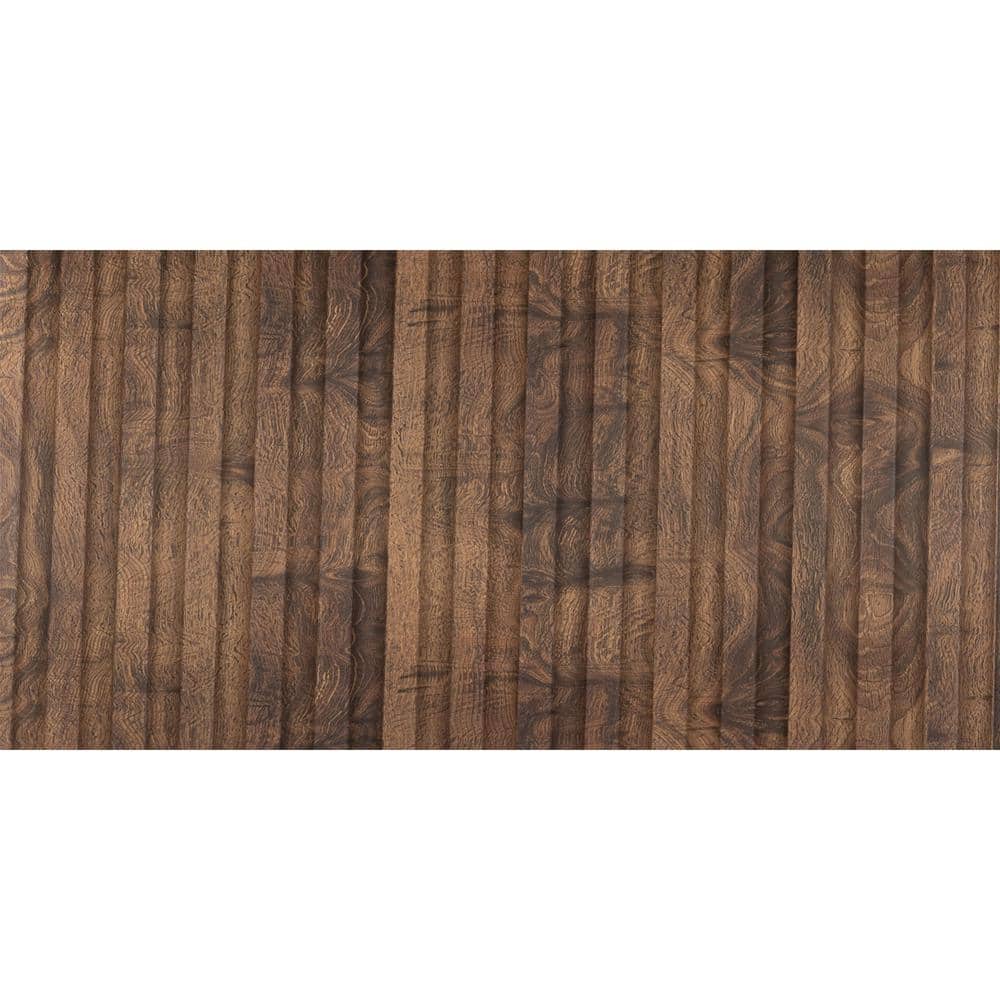 Walnut Brown Textured Shiplap Wood Slat Wall Panels, 94.5" x 12", Pack of 10
