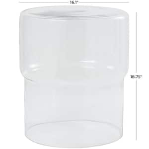 16 in. Clear Modern Medium Round Glass End Table