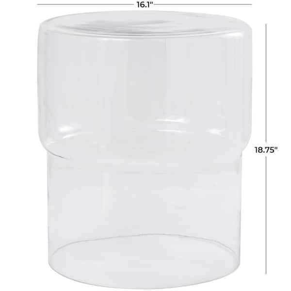 16 in. Clear Modern Medium Round Glass End Table