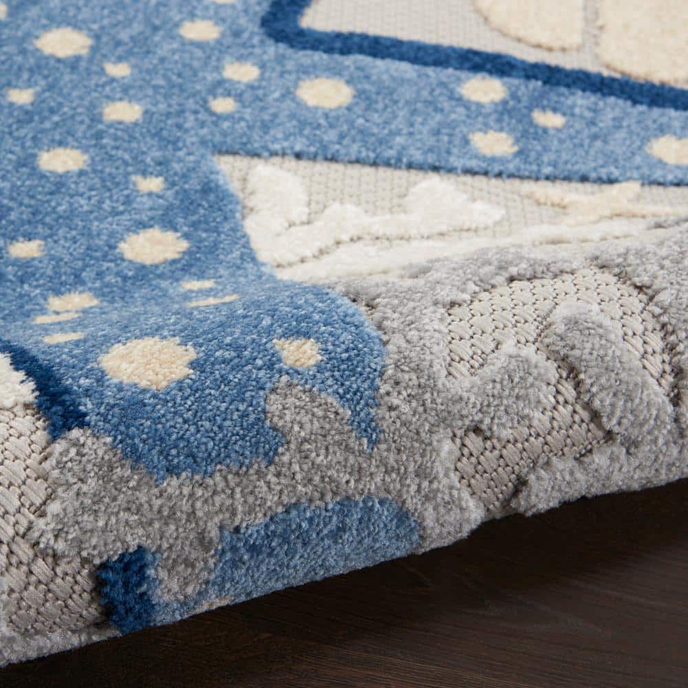 Coastal Breeze Blue/Grey Geometric Indoor/Outdoor Area Rug 6' x 9'