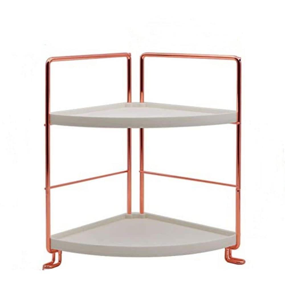 2-Tier Rose Gold Bathroom Countertop Organizer - Vanity Tray Makeup and Cos
