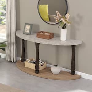 48 in. x 16 in. x 30 in. Semi Circle Demilune Sofa Table in Gray for Small Hallway Entryway Space, Wooden Half Moon
