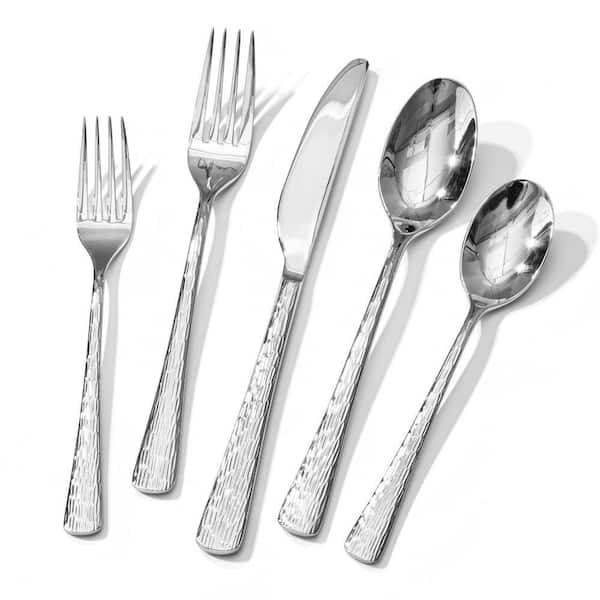 40-Piece Modern Stainless Steel Flatware Set, Polished Silverware Service for 8, Durable Dishwasher Safe Cutlery