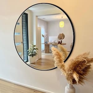 36 in. W x 36 in. H Black Vanity Round Wall Mirror Aluminum Alloy Frame Bathroom Mirror