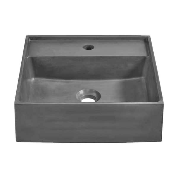 Swiss Madison Lisse 23.5 in. Concrete Rectangle Vessel Bathroom Sink in Dark Grey