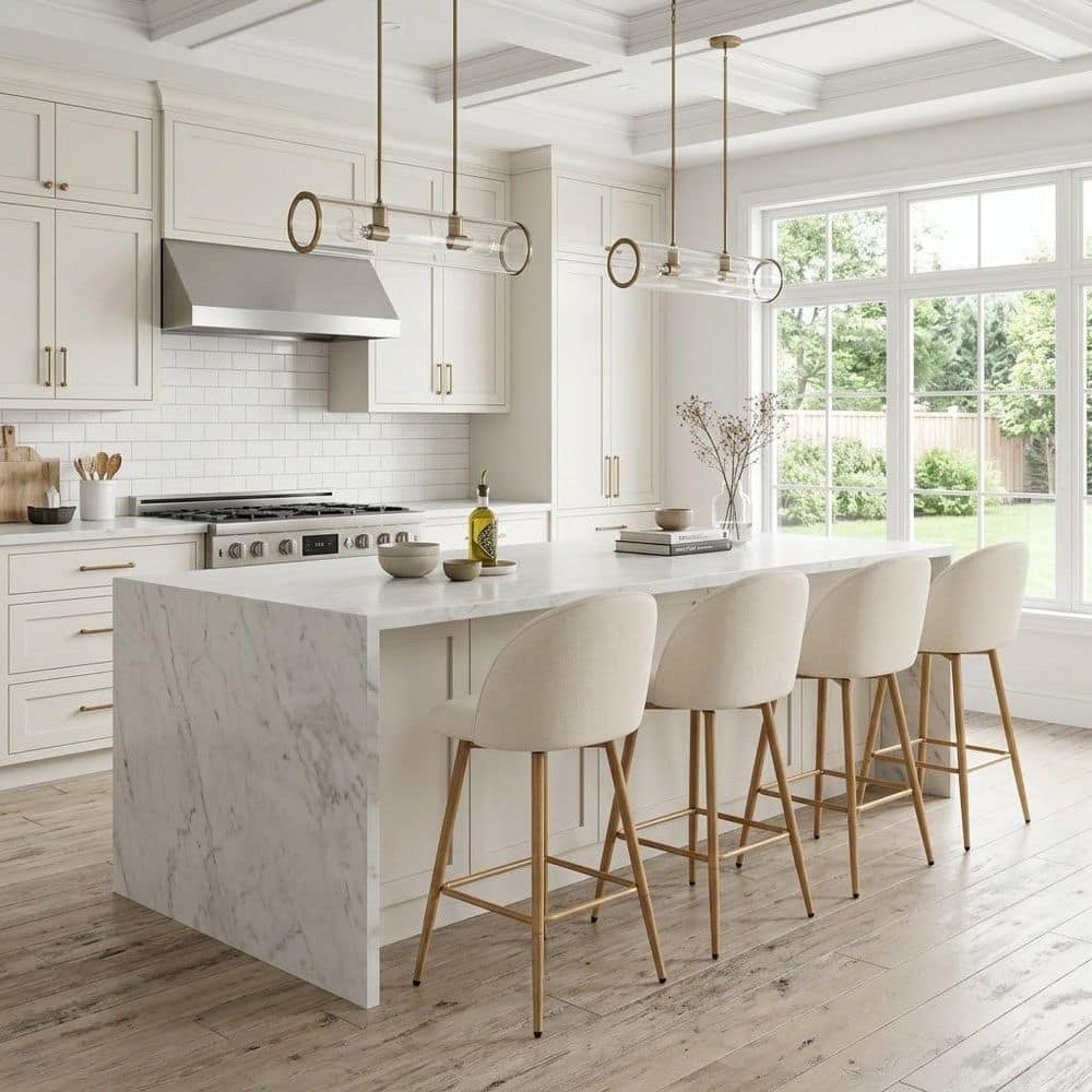 Homy Casa Dunmore Ivory Beige 24.4 in. Counter Height Upholstered Bar ...