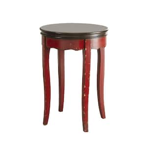 Delway 18 in. Red Round Wood End Table
