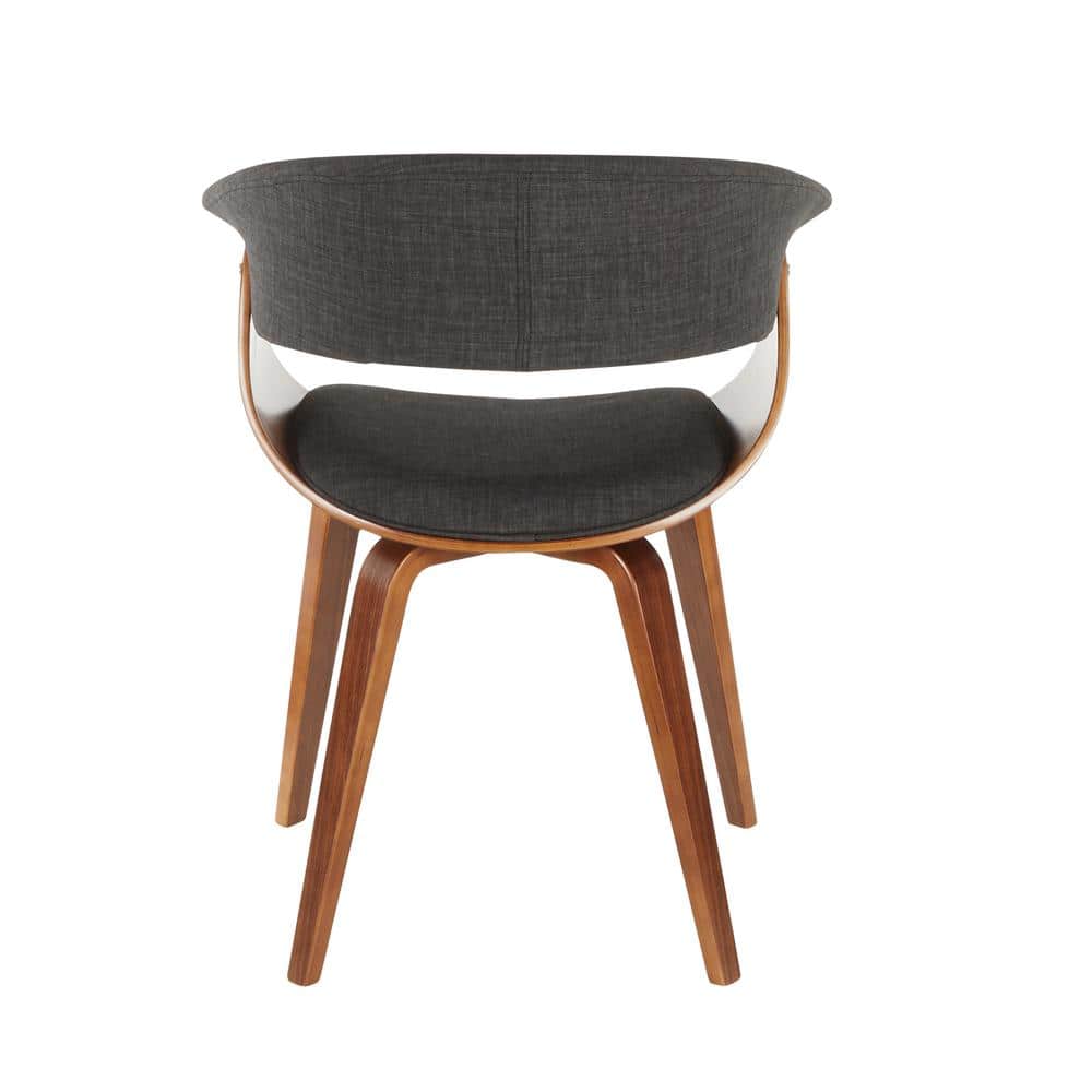 Mid-Century Modern Gray Faux Leather Upholstered Arm Chair