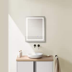 28 in. W x 36 in. H Large Rectangular Framed Dimmable LED Wall Bathroom Vanity Mirror Super Light in White