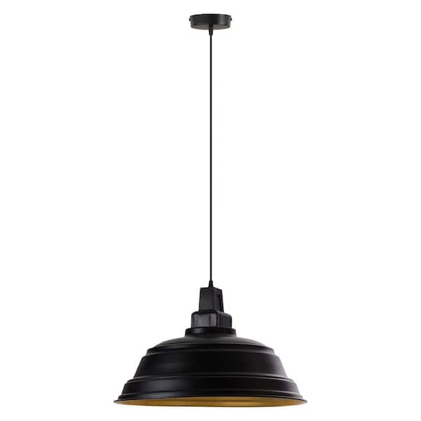 River of Goods Delaney 1-Light Black Metal Bowl-Shaped Shaded Mid-Century Modern Pendant