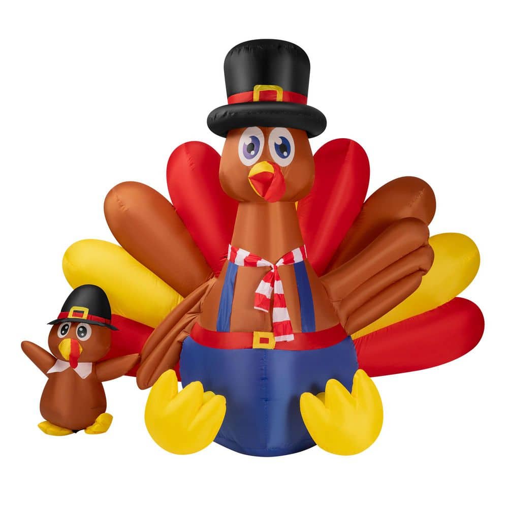 VIVOHOME 7.5 ft. Long Thanksgiving Inflatable LED Lighted Turkey VH1540 ...