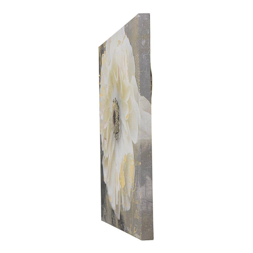 Ivory and Taupe Botanical Flower Canvas Wall Art