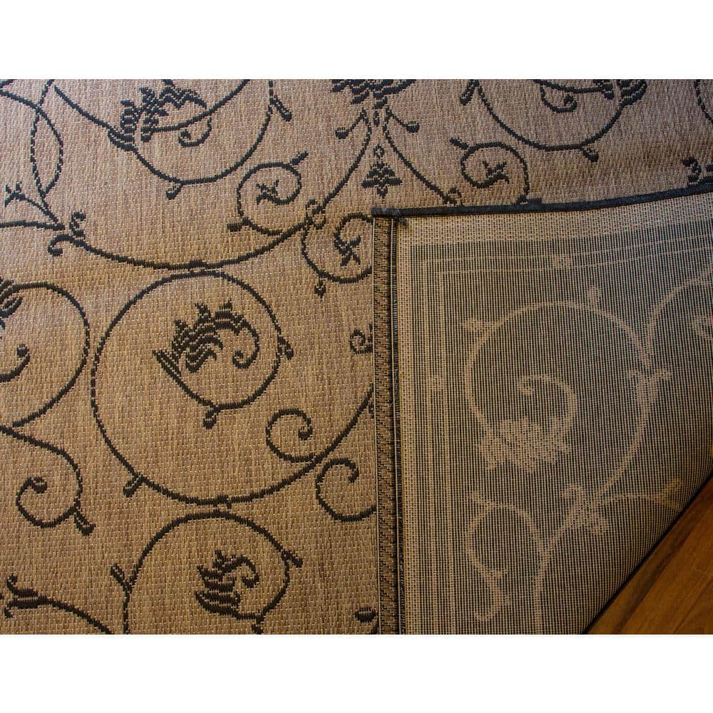 Rectangular Black Flat Woven Synthetic Indoor/Outdoor Rug