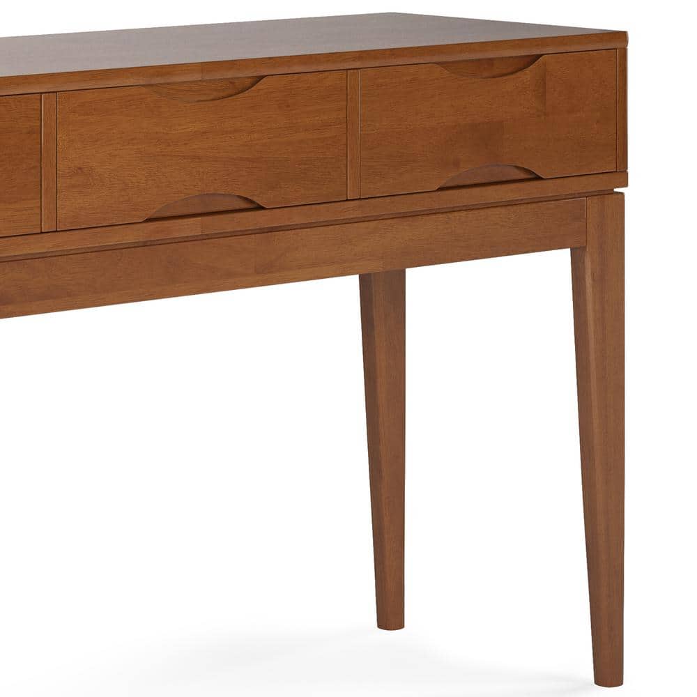 Teak Brown Solid Hardwood 54" Console Table with Storage