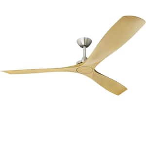 60 in. Flush Mount Ceiling Fan in Wood without Light, 3 Blades Low Profile Ceiling Fan with Remote