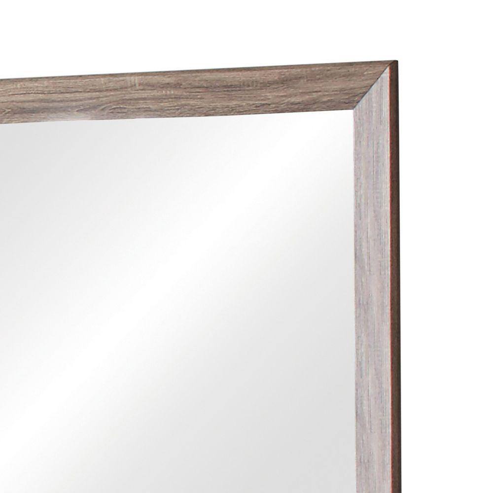 Washed Brown Rectangular Wood Framed Mirror