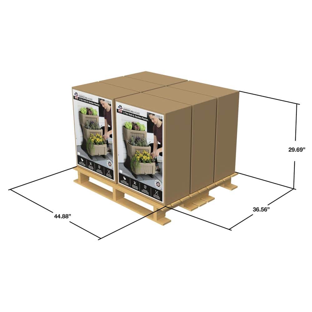 Tan Plastic 3-Level Vertical Herb and Flower Planter