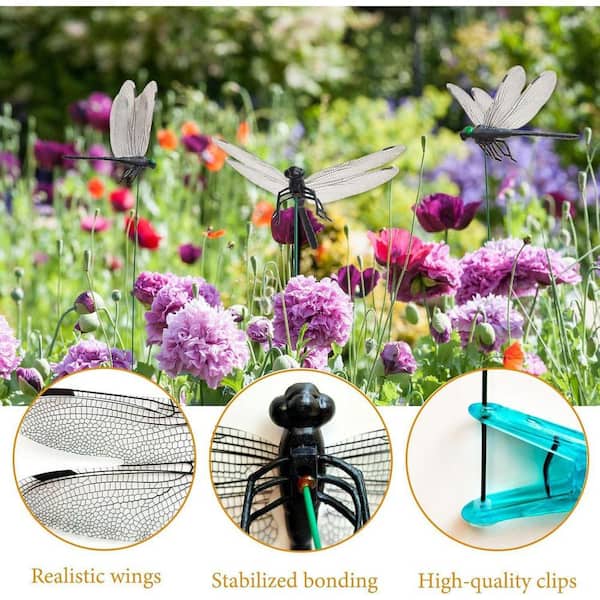 6-Pack 3D Realistic Dragonfly Clips-Black Dragon Fly Hat Clips and