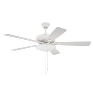 Eos 3 Light Bowl 52 in. Indoor Dual Mount White Finish Ceiling Fan with Reversible White/Washed Oak Blades