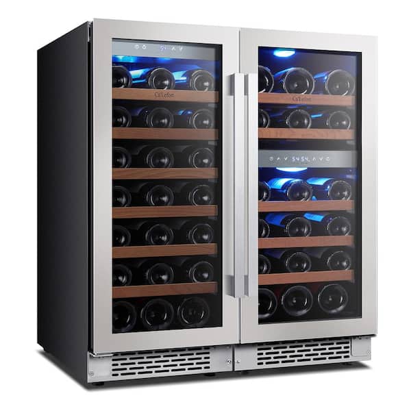 Ca'Lefort 30 in. Triple Zone Cellar Cooling Unit 61-Bottles Built- in Wine Cooler Side-by-Side Refrigerators Frost Free in Black