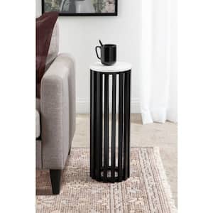 Paynter 8.5 in. Black Round Marble End Table