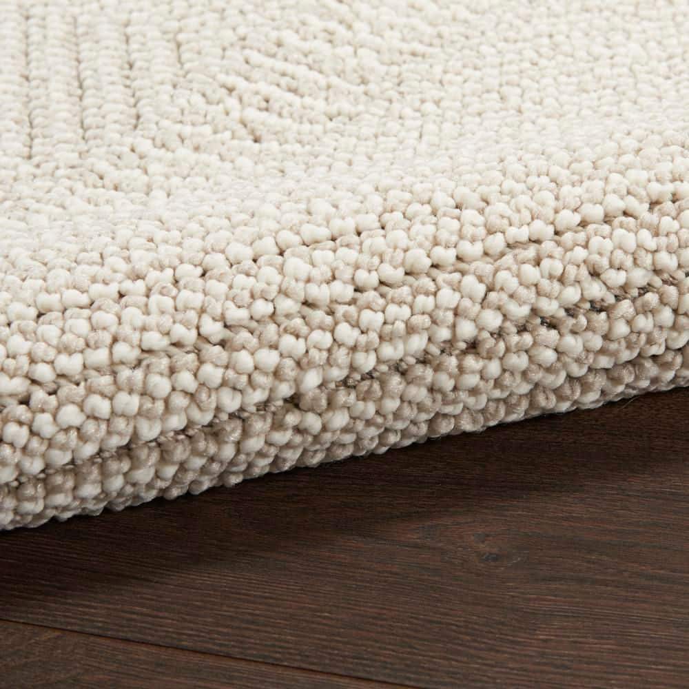 Ivory Geometric Braided 9' x 12' Synthetic Area Rug