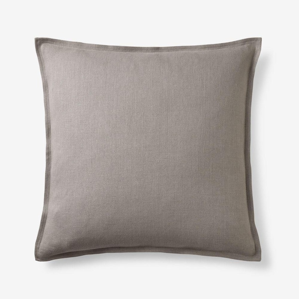 Legends Hotel Gray Linen 20 in. X  20 in. Throw Pillow Cover