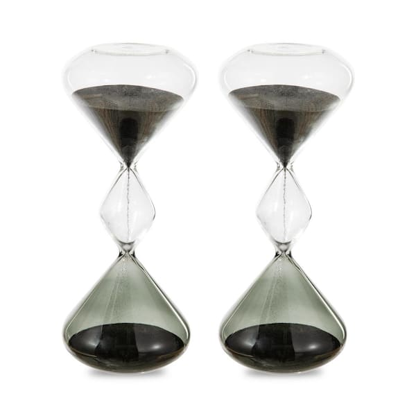 Glitzhome Tri Layer 2 Tone Color Hourglasses with Black Sand 15 Minute Sand Timers Set of 2 2009100002