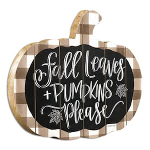 Charlie Fall Leaves and Pumpkins Please Unframed Graphic Print Typography Art Print 15 in. x 17.25 in. .