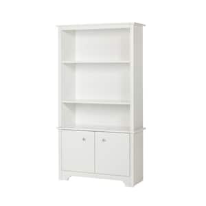 61.13 in. Pure White Faux Wood 3-shelf Standard Bookcase with Doors