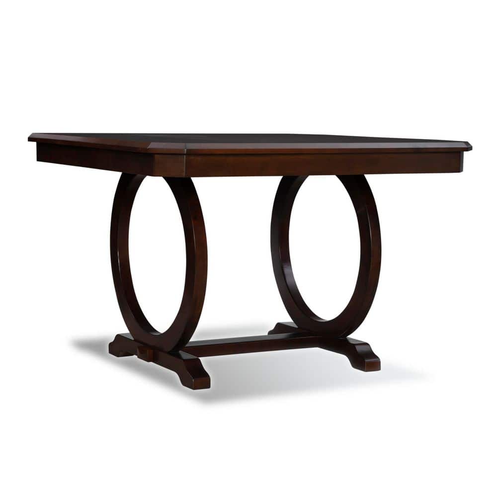 Brennan Cherry Brown Wood 54 in. Double Pedestal Dining Table Seats 4
