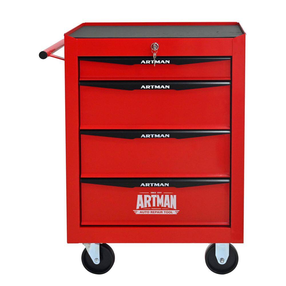 13 in. W 4-Drawer Rolling Metal Black and Red Tool Carts with Ball Bearing Drawer Slides and Steel Tool Storage Box price history on PriceWatchPro