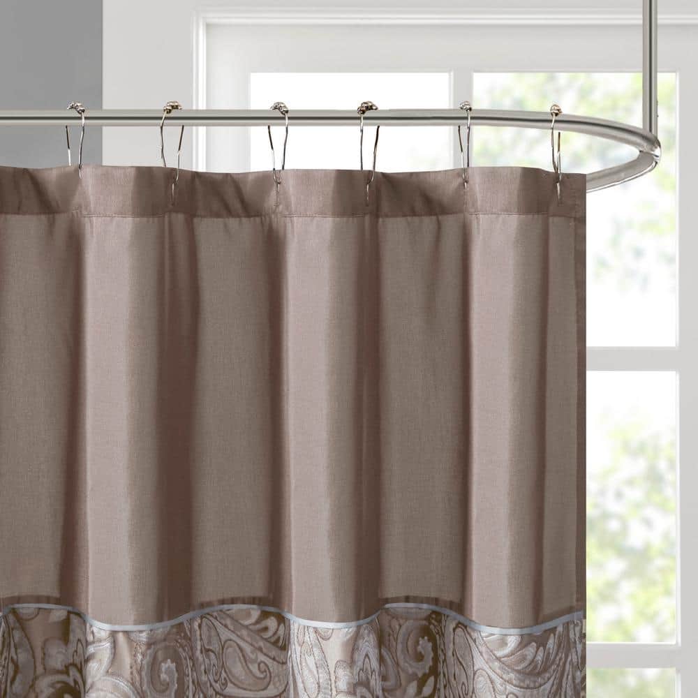 Charlotte Blue and Brown Jacquard Paisley Shower Curtain