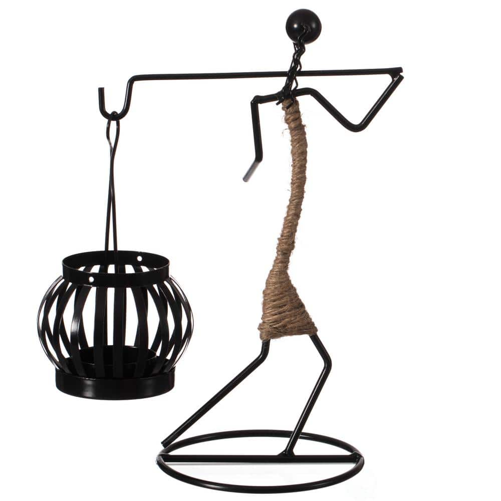 Modern Elegance 10" Wire Tea Light Lantern in Black