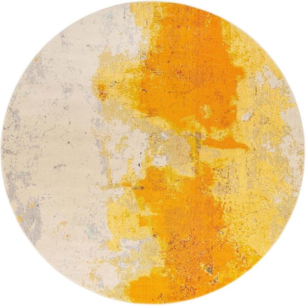 Unique Loom Estrella Rustic Yellow 8' 0 x 8' 0 Round Rug